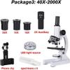 CHIPEL Microscope 640X 1280X 2000X HD Biological Microscope Monocular Student Education LED Light Phone Holder Electronic Eyepiece (Color : White, Size : Package3(40X) view 2
