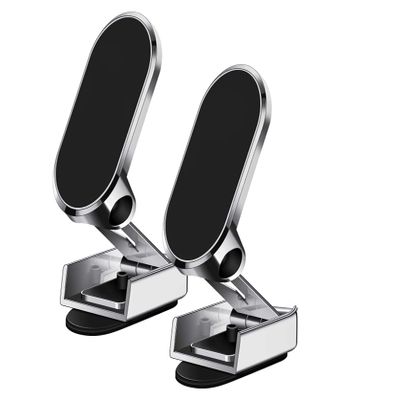 GAMEEJ Magnetic Car Phone Holders - Foldable & Retractable Arms, N52 Magnets, 360 Rotation, Strong VHB Dashboard Adhesion, Universal Compatibility (2-Pack)