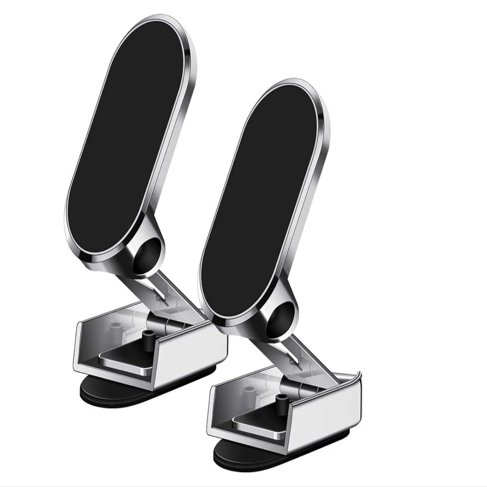 GAMEEJ Magnetic Car Phone Holders - Foldable & Retractable Arms, N52 Magnets, 360 Rotation, Strong VHB Dashboard Adhesion, Universal Compatibility (2-Pack)