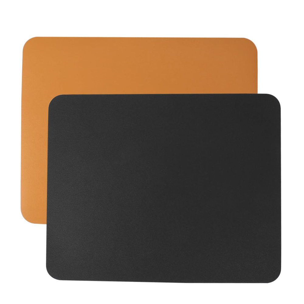 FUNOMOCYA 2pcs Double-Sided Leather Mouse Pad Set for Ergonomic Non- Design for Precise Tracking for and Desktops Black Red Yellow