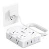 35W Fast Charging SUPERDANNY 4-Outlet 4-USB Power Strip with 20W C Port Fast Charge6FT Extension Cord, Surge Protector 1080J, Overload Switch, Mountable, for Home, Office, School, Dorm - White view 1