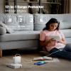 35W Fast Charging SUPERDANNY 4-Outlet 4-USB Power Strip with 20W C Port Fast Charge6FT Extension Cord, Surge Protector 1080J, Overload Switch, Mountable, for Home, Office, School, Dorm - White view 2