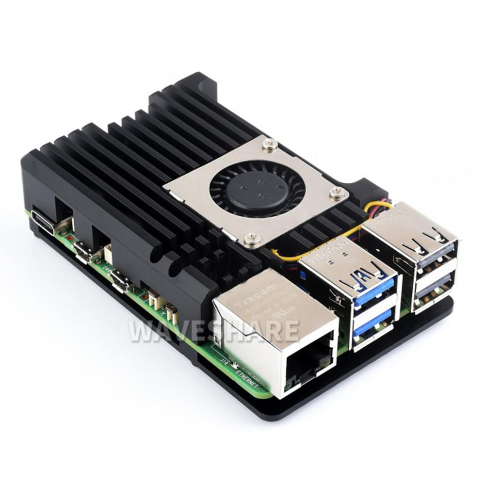 Aluminium Alloy Case (H) Compatible with Raspberry Pi 5 with Temperature-Controlled Blower Fan Faster Heat Dissipation More Durable