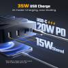 35W Fast Charging Power Strip, SUPERDANNY 6ft Flat Plug Extension Cord (13A/1625W) with 8 Wide Outlets & 4 USB Ports, Wall Mountable, 1050J Surge Protector Charging Station for Home Office Dorm view 2