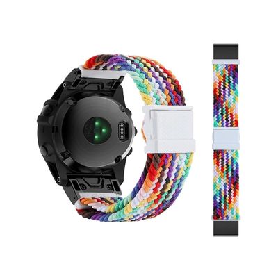 26 22mm Nylon Quick Fit Watch Band Strap fit For Garmin Fenix 7 7X Pro 6 6X 5X 5Plus Epix Gen 2 Instinct 2X Replacement Bracelet Belt (Color : Rainbow, Size : Quickfit 22mm Width)