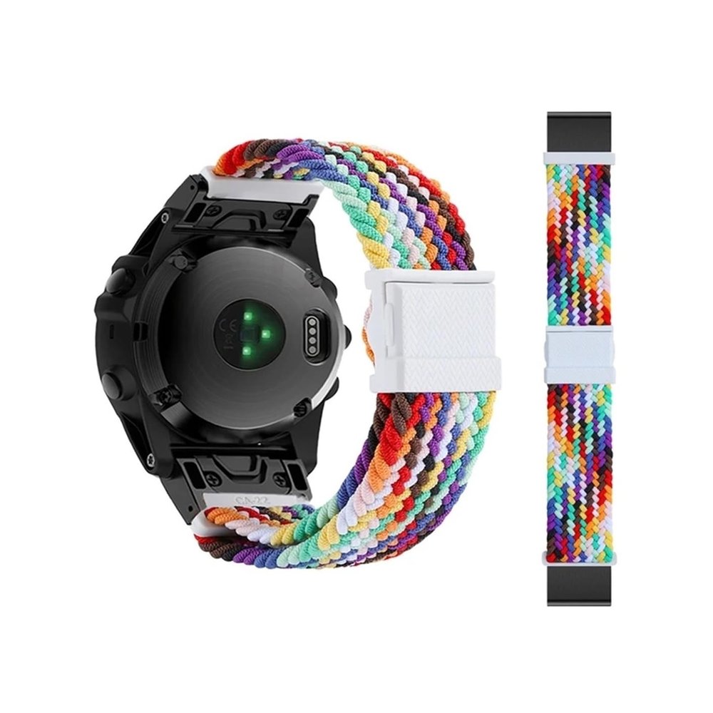 26 22mm Nylon Quick Fit Watch Band Strap fit For Garmin Fenix 7 7X Pro 6 6X 5X 5Plus Epix Gen 2 Instinct 2X Replacement Bracelet Belt (Color : Rainbow, Size : Quickfit 22mm Width)