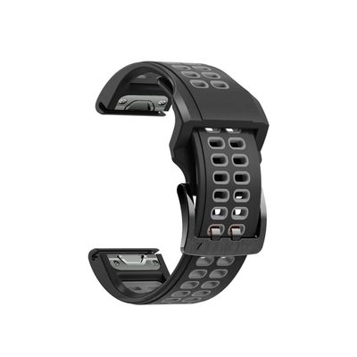 22 26mm QuickFit Silicone Strap fit for Garmin fenix 7 7X 6 6X Pro 5 5X Plus Watch Band sports breathable Bracelet fit for fenix 7 (Color : BKGY, Size : 22mm)