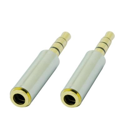 100pcs/lot 4 Poles 3.5mm Male Plug to 4 Pins 3.5mm Female Jack Stereo Sound Effect Earphone Audio Adapter Connector