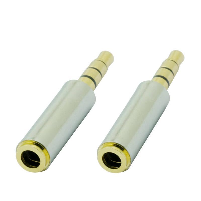 100pcs/lot 4 Poles 3.5mm Male Plug to 4 Pins 3.5mm Female Jack Stereo Sound Effect Earphone Audio Adapter Connector