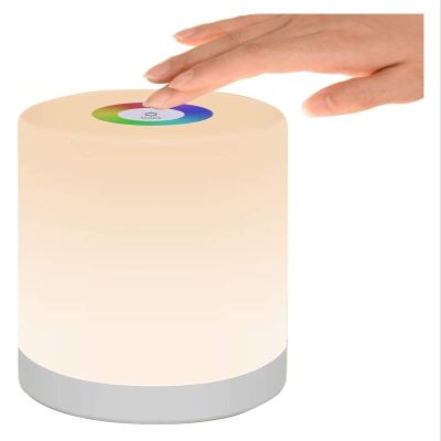 AMeLL LED Night Light, Smart Bedside Table Lamp, Touch Control, Dimmable, USB Rechargable, Portable, Color Changing RGB for Kids, Bedroom, Camping (Warm White)
