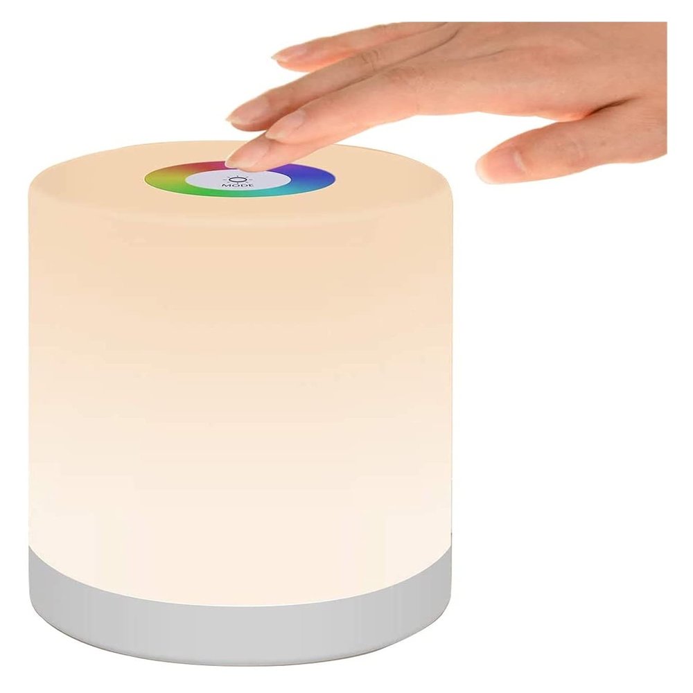 AMeLL LED Night Light, Smart Bedside Table Lamp, Touch Control, Dimmable, USB Rechargable, Portable, Color Changing RGB for Kids, Bedroom, Camping (Warm White)