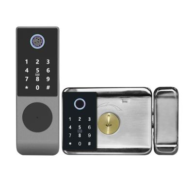 Tuya Wifi Double Side Fingerprint Smart Waterproof Electronic Lock Outdoor Gate Digital Password Remote APP Home Rim Lock Fingerprint /Password /IC Card / APP / Mechanical Key Suitable Door Thickness: