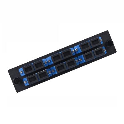 Duogalia 6 Duplex SC/UPC Fiber Patch Panel with Duplex Singlemode Blue SC Adapters, 12 Fiber Ports