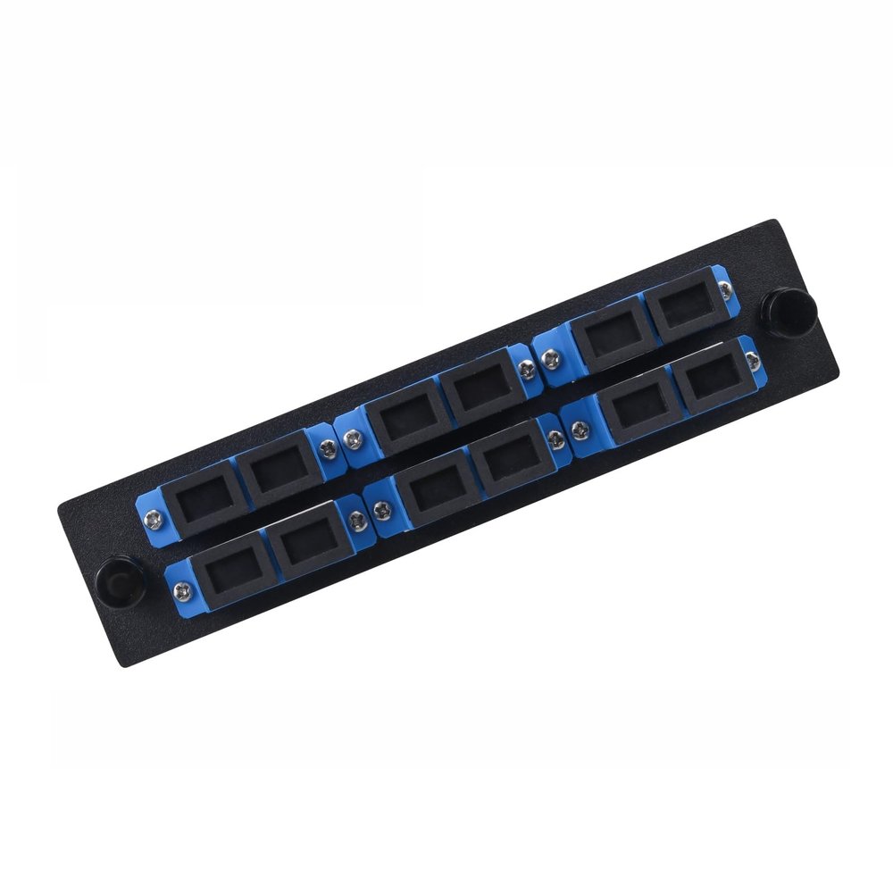 Duogalia 6 Duplex SC/UPC Fiber Patch Panel with Duplex Singlemode Blue SC Adapters, 12 Fiber Ports