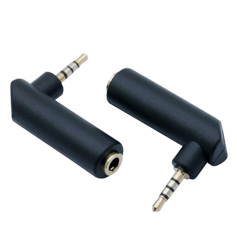 100pcs 4 Pole Stereo 2.5mm Male Plug to 4 Pin 3.5mm Female Jack Right Angle Connector Gold Plated 2.5 to 3.5mm 90 Degree Adapter