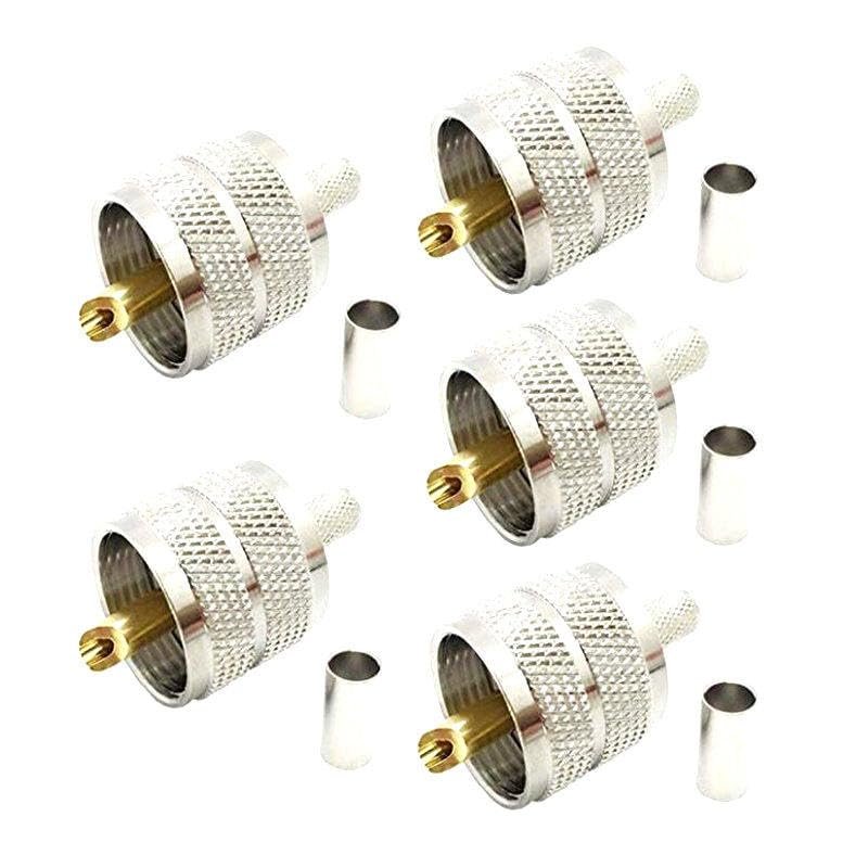 10pcs PL259 UHF Male Plug Crimp Coax Connector Adapter RF Connector for RG58 RG142 LMR195 RG400 Cable