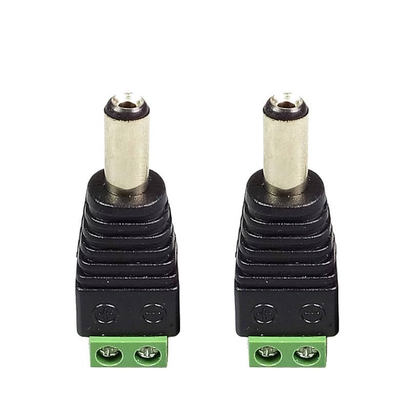 10pcs/lot DC Plug Connector 5.5x2.1mm to AV Screw Balun Terminal Adapter 2.1mm DC Power Plug to 2-Pole Video AV Balun Adapter