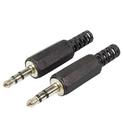 10pcs/lot Audio Jack 3.5mm 3 Poles Stereo Male Plug Solder Connector with Spring Black Plastic Housing 3.5 mm 3 Pin Connector
