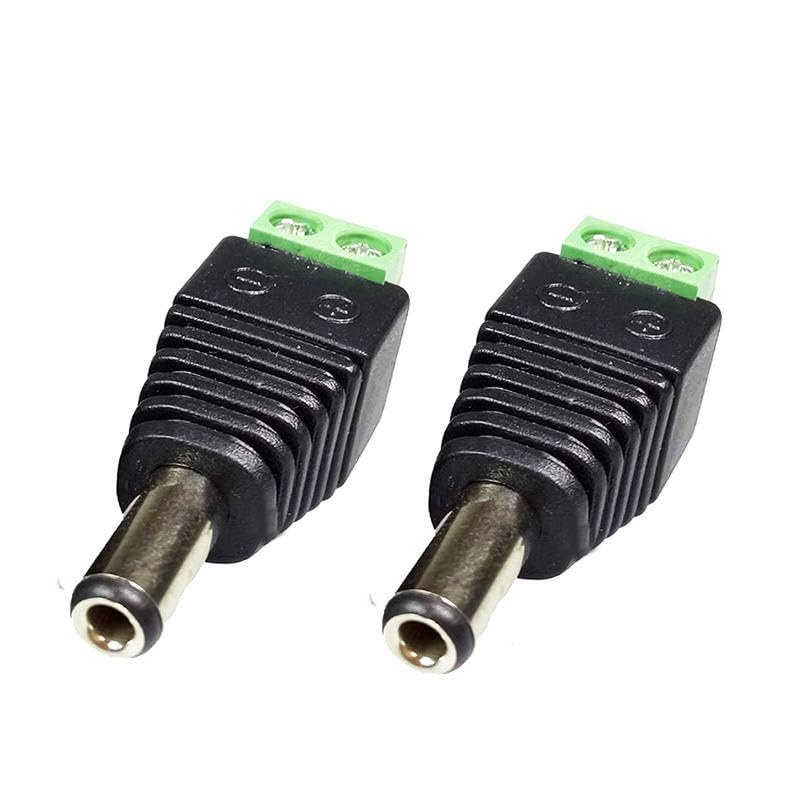 10pcs/lot DC AV Balun 5.5x2.5mm DC Power Plug to AV Balun Connector DC Plug to 2 Poles AV Screw Balun CCTV Video Adapter
