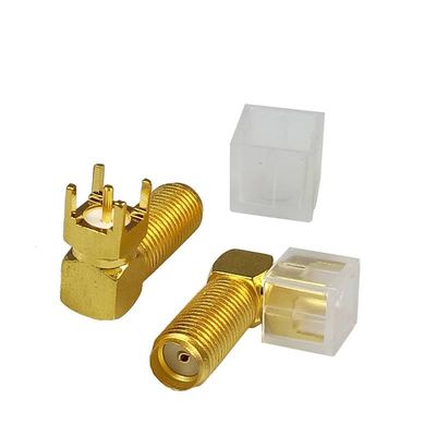 100pcs/lot 20mm Length SMA Female PCB Mount Right Angle RF Connector Gold Plated 90 Degree SMA Female Jack PCB RF Adapter