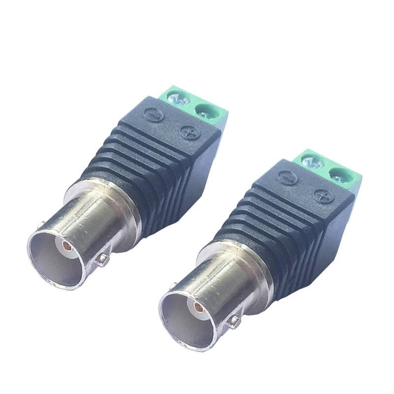 100pcs BNC Female Jack to 2-Pole AV Video Balun Adapter for CCTV Camera Video Balun AV Screw Cable Terminal Wire Connector
