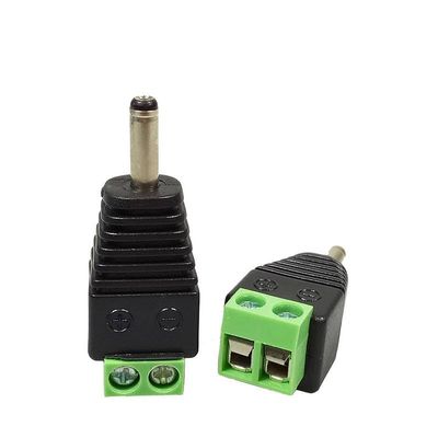 100pcs 1.35mm x 3.5mm Male DC Jack 3.5 * 1.35mm to 2 Pin Screw Block Terminal Power Plug Connector for Security CCTV Camera System