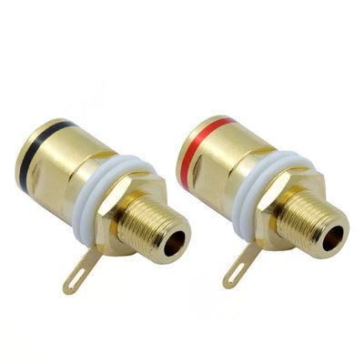 10pcs Gold Plated Straight Through Speaker Banana Plug Binding Post Loudspeaker Terminal Connector 5 Pairs Red+Black