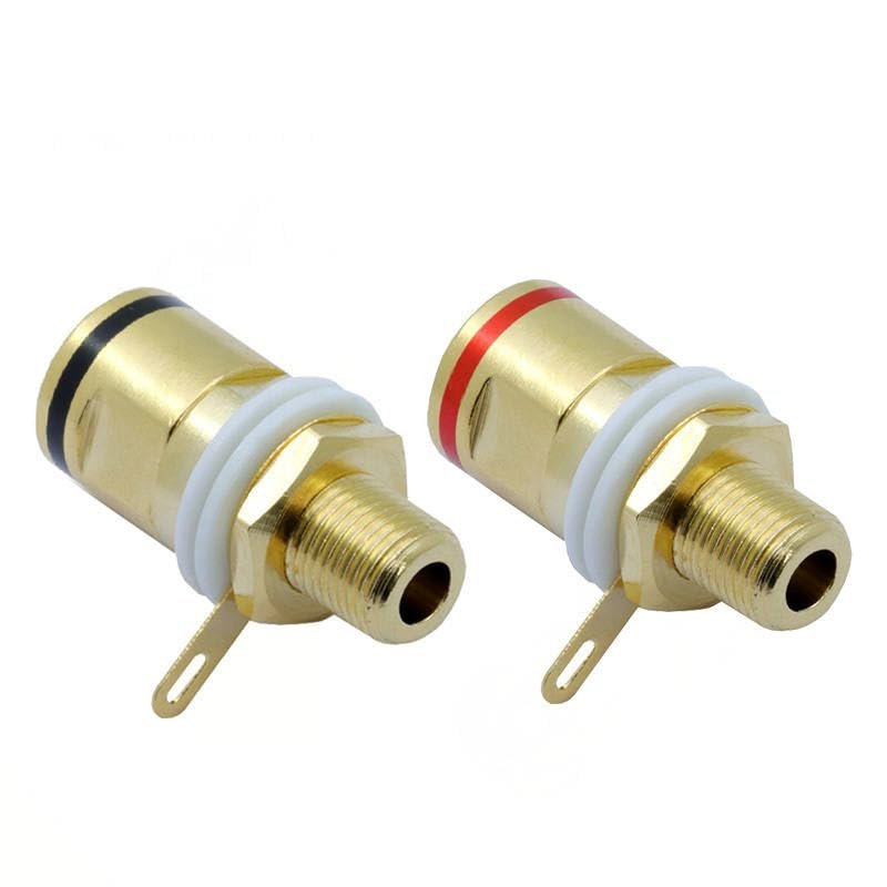 10pcs Gold Plated Straight Through Speaker Banana Plug Binding Post Loudspeaker Terminal Connector 5 Pairs Red+Black