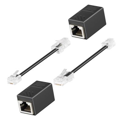 Awishwell RJ45 to RJ11 Adapter, 2 Pack Phone Jack to Ethernet Adapter, Black RJ45 Female to RJ11 Male Connector for Landline Telephone
