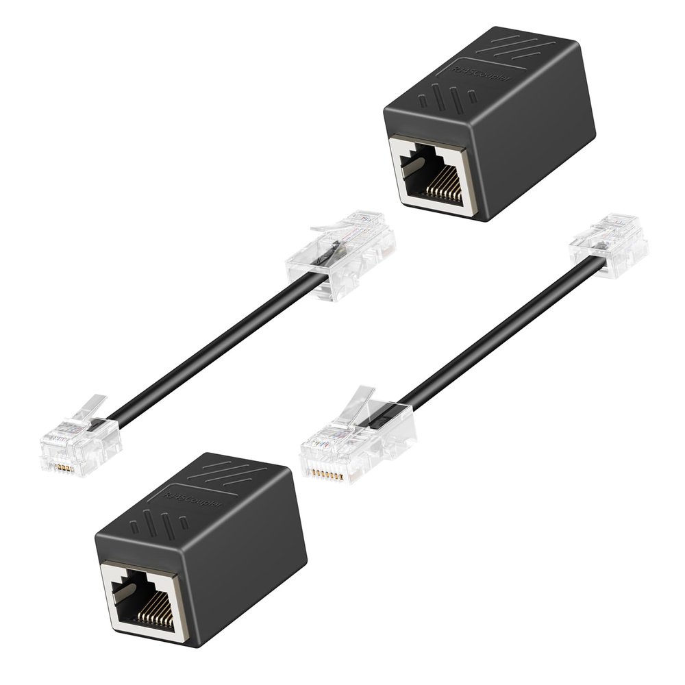 Awishwell RJ45 to RJ11 Adapter, 2 Pack Phone Jack to Ethernet Adapter, Black RJ45 Female to RJ11 Male Connector for Landline Telephone