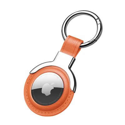 Sichy Compatible with AirTag Case Airtag Keyring Leather Protective Case AirTags Loop Holder Air Tags Protective Cover Airtag Key Chain Loop Holders for Luggage Dog Cat Pet Collar, Orange