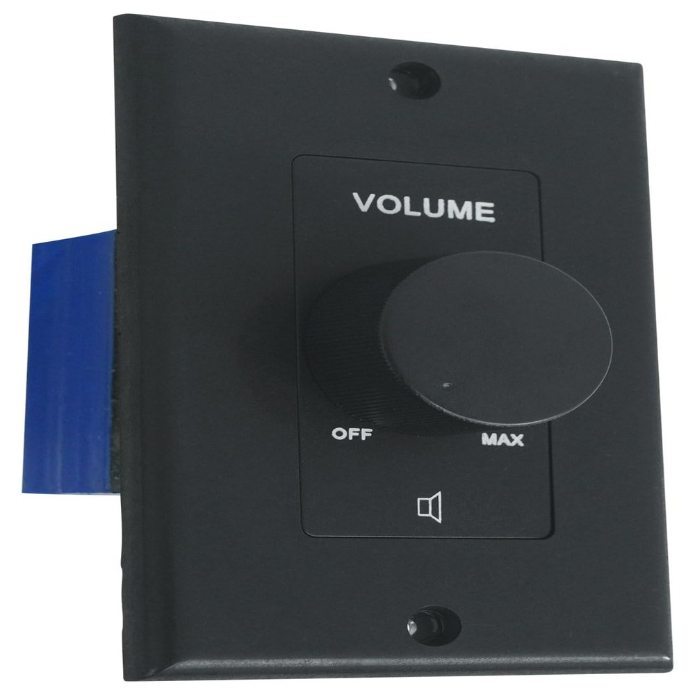 Rockville VOL70200 Black 200W 70V Volume Control Zone Controller, Single Gang, 12-Step Attenuation, Detachable Euro-Block, for Multi-Zone Audio Systems