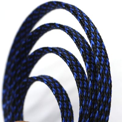 WYEUTO 32ft 3/5 inch PET Expandable Braided Sleeving Cable Sleeve (3/5"=14mm Black Blue)