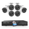 PANOOB NVR Security Camera System 5MP, 6pcs Outdoor Wired Bullet IP PoE Cameras w/Mic, AI Person Detection, 4K/8MP 8 Channel NVR with 2TB HDD, 110 Wide Angle, 100ft IR Night Vision, PB37F0608-5M