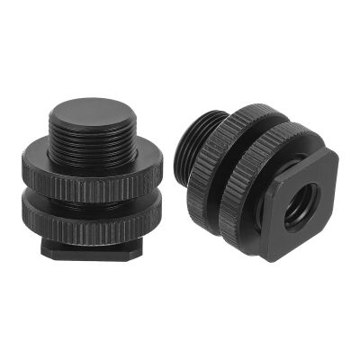 PATIKIL Female 3/8" to Male 5/8" Camera Hot Shoe Mount, 2 Pack Flash Cold Shoe Mount Tripod Screw Adapter for DSLR Rig, Black