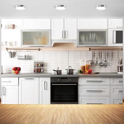 10x6.5ft Kitchen Backdrop Modern House White Kitchen Wall Photography Background Kids Cooking Party Birthday Banner Video Wallpaper Decorations Supplies Photo Booth Props