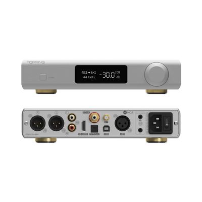 Topping D90 III Sabre MQA Full Balance HiFi DAC Bluetooth 5.1 ES9039SPROx2 DSD512 PCM32bit/768kHz USB/Coax/Opt/AES/IIS Desktop Audio Preamp Decoder(Silver)