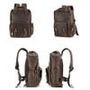 Craoopii Vintage Genuine Leather Camera Backpack Bag,Large Travel Hiking Camera Backpack DSLR Bag view 4