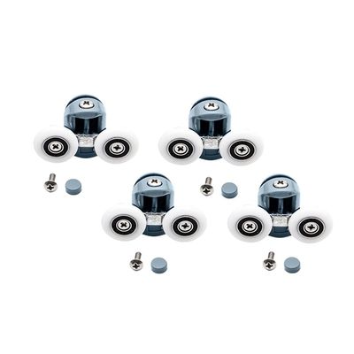 Double Upper Single Down Chromed Wheel Sliding Door Bearing Rollers Hardware for Shower Cabin (Color : DW-112-4PCS-Down, Size : 27mm) (Dw 112)