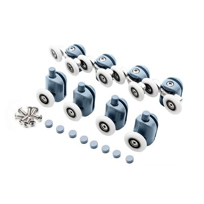 Double Upper Single Down Chromed Wheel Sliding Door Bearing Rollers Hardware for Shower Cabin (Color : DW-112-4PCS-Down, Size : 27mm) (Dw 112)
