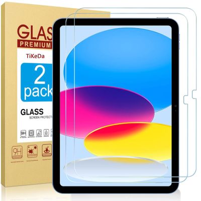 TiKeDa Screen Protector for iPad A16 2025 11th/10th Generation 2022 (11-inch/10.9), HD Clear Tempered Glass Film Guard -2 Pack [Face ID & Apple Pencil Compatible] Ultra Sensitive Case Friendly