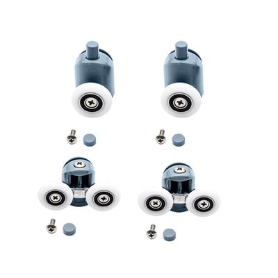 Double Upper Single Down Chromed Wheel Sliding Door Bearing Rollers Hardware for Shower Cabin (Color : DW-112-4PCS-Down, Size : 27mm) (Dw 112)