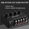 BUZHI 1-in-4-out Stereo Audio Amplifier Amp Signal Distributor 1 Channel Input 4 Channels Output RCA Interface Independent Volume Adjustment for Home Speakers,Stereo Audio Distribution Amplifier view 3