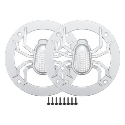 ACROPIX Universal 4" Car Speaker Grills Cover Round 4 Inch Audio Speaker Subwoofer Guard Protective Case with Mounting Screws ABS Silver Tone - Pack of 2