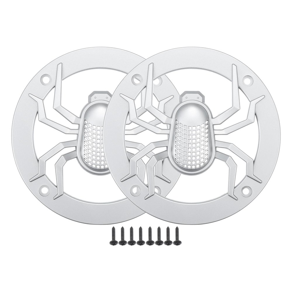ACROPIX Universal 4" Car Speaker Grills Cover Round 4 Inch Audio Speaker Subwoofer Guard Protective Case with Mounting Screws ABS Silver Tone - Pack of 2