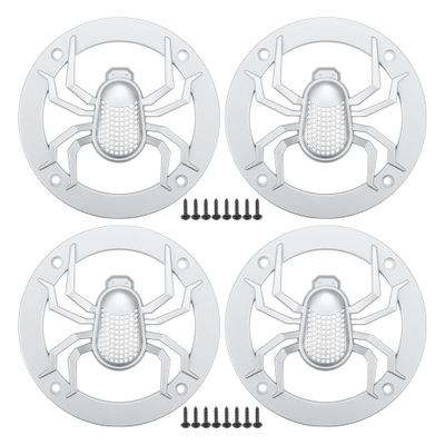 ACROPIX Universal 4" Car Speaker Grills Cover Round 4 Inch Audio Speaker Subwoofer Guard Protective Case with Mounting Screws ABS Silver Tone - Pack of 4