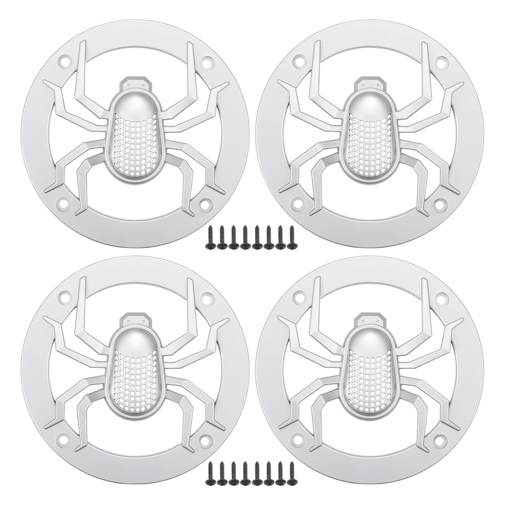 ACROPIX Universal 4" Car Speaker Grills Cover Round 4 Inch Audio Speaker Subwoofer Guard Protective Case with Mounting Screws ABS Silver Tone - Pack of 4