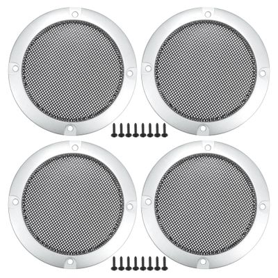 ACROPIX Universal 3" Car Speaker Grills Cover Mesh Round 3 Inch Audio Speaker Subwoofer Guard Protector Case with Screws Iron Silver Tone Black - Pack of 4