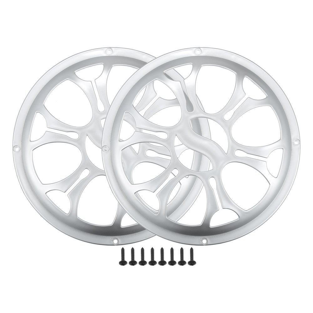 ACROPIX Universal 8" Car Speaker Grills Cover Round 8 Inch Audio Speaker Subwoofer Guard Protective Case with Mounting Screws ABS Silver Tone - Pack of 2