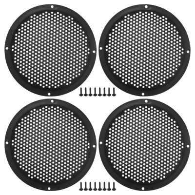 ACROPIX Universal 6" Car Speaker Grills Cover Mesh Round 6 Inch Audio Speaker Subwoofer Guard Protector Case with Mounting Screws ABS Black - Pack of 4